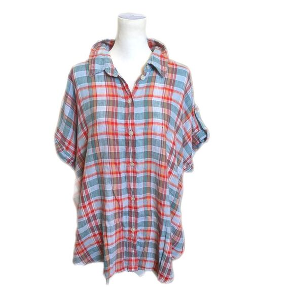 5/$55 American Eagle Outfitters NWT oversized button down plaid blouse S - Picture 1 of 12